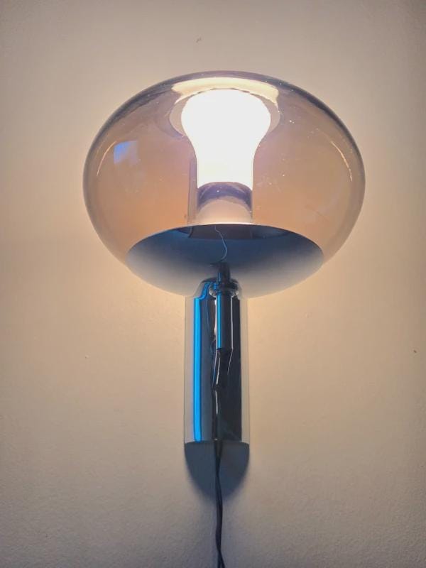 Gaetano Sciolari Vintage 70s Wall Sconces in Chrome and Smoked Glass — photo 10