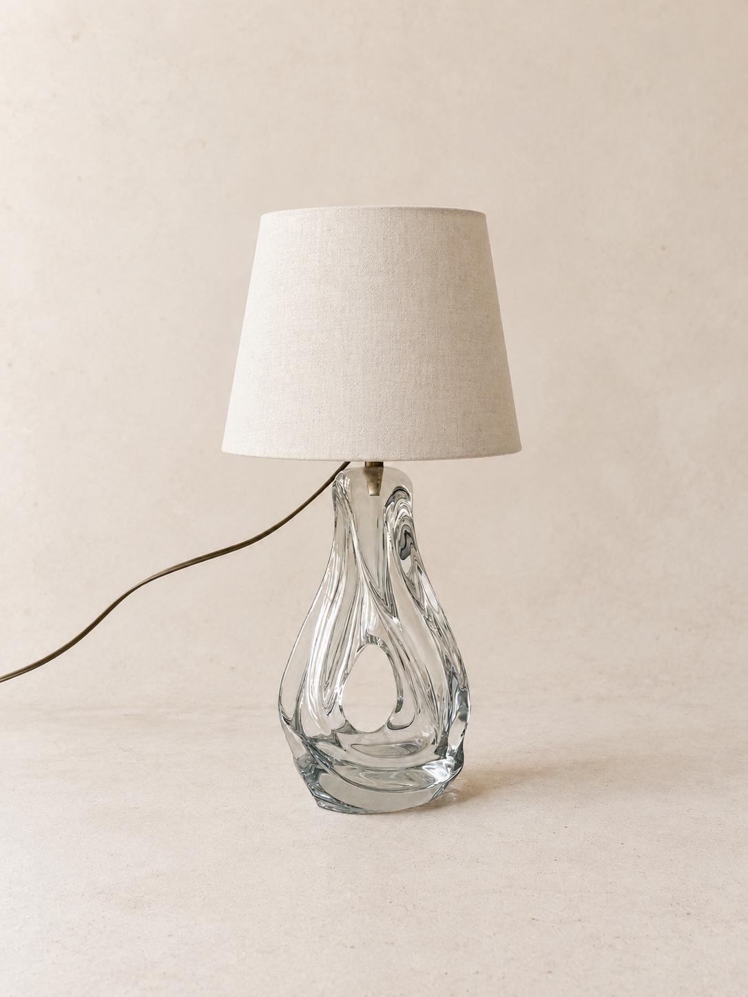 French Vintage Sculptural Clear Glass Table Lamp Base | Organic Modern Lighting — photo 1