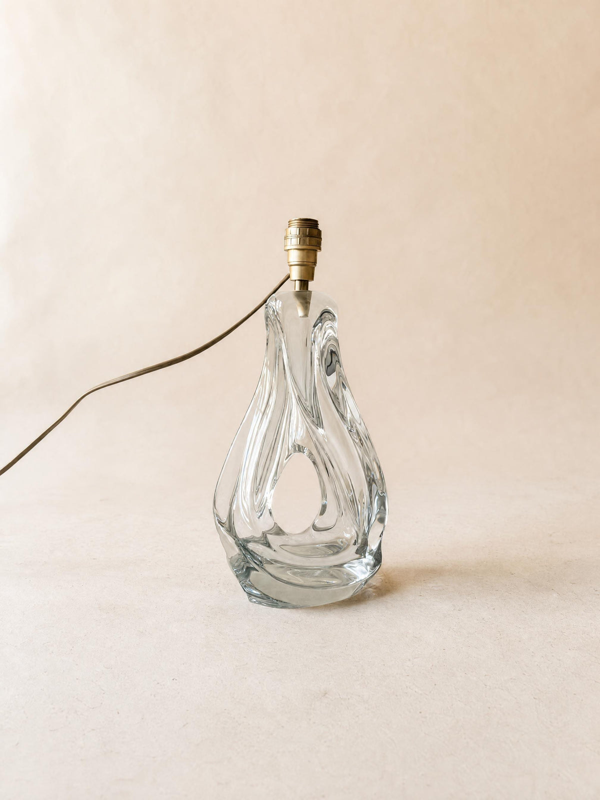French Vintage Sculptural Clear Glass Table Lamp Base | Organic Modern Lighting — photo 7