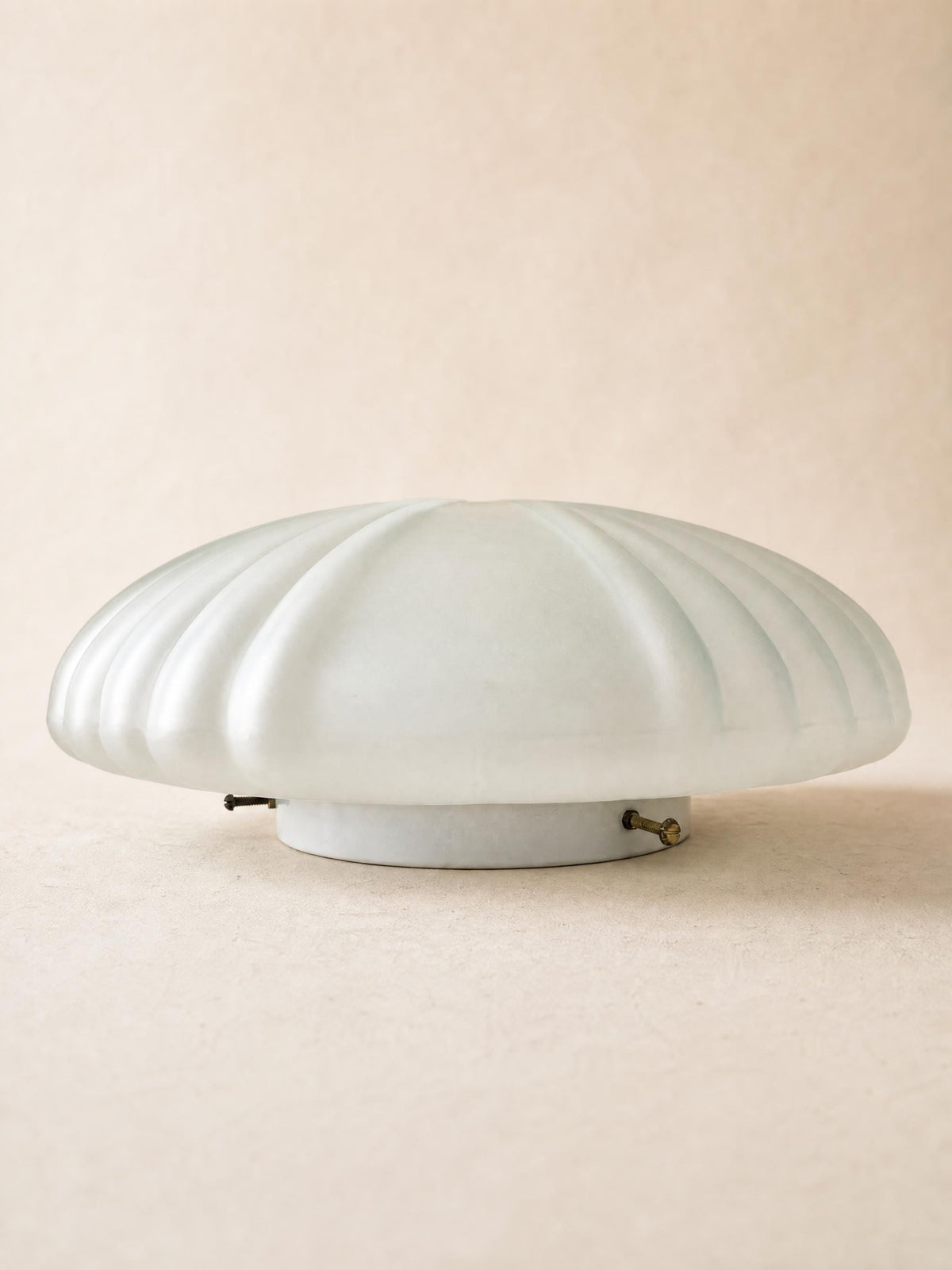 Italian 70s Frosted Glass Ceiling Lamp | Art Deco Sculptural Flush Mount Light — photo 4