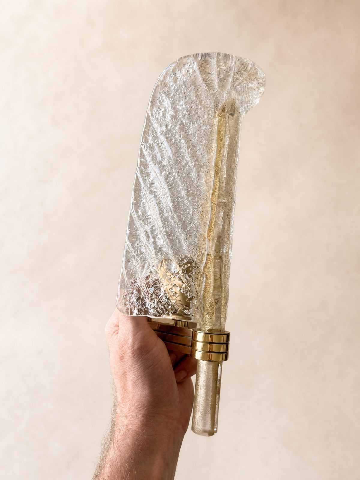 Italian 80s Murano Glass Wall Sconces | Barovier & Toso Brass Wall Lights Pair — photo 10