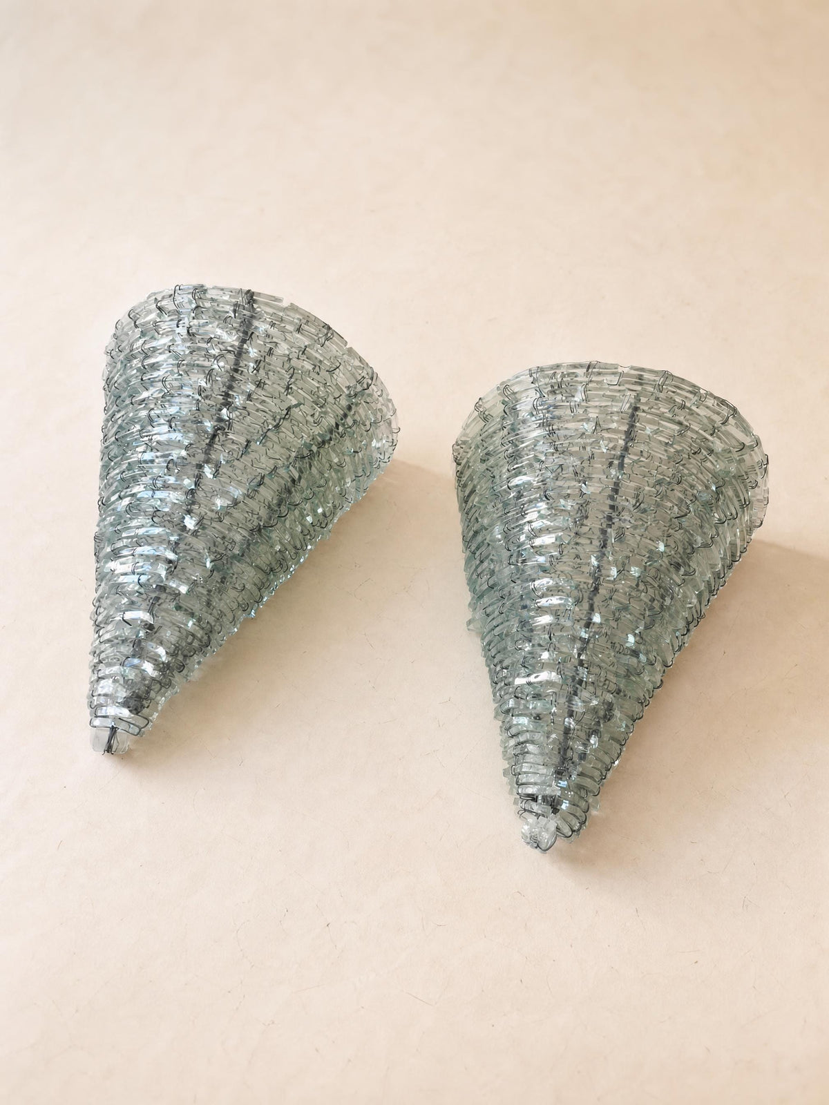 1 of 5 French 70s Glass Wall Sconces | Sculptural Wired Slab Glass Light — photo 5