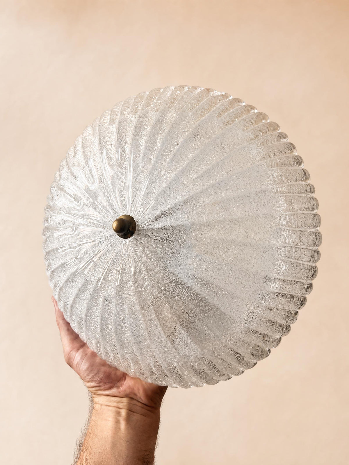 Italian 70s Textured Murano Glass Ceiling Lamp | Flush Mount Light — photo 6