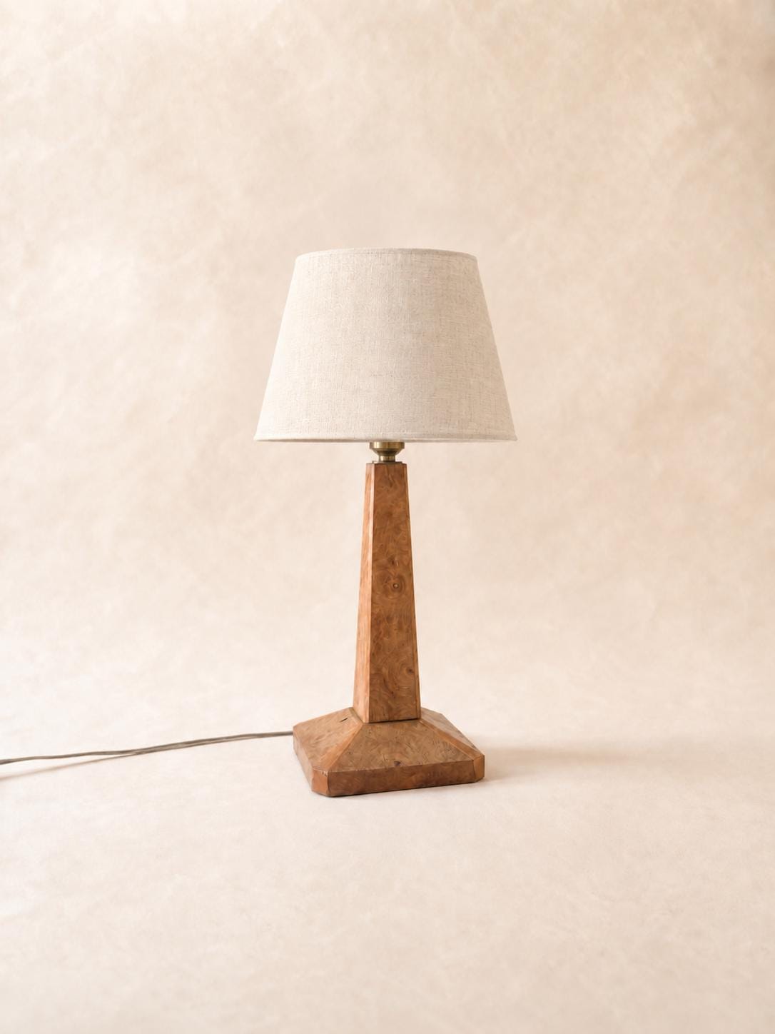 French 1940s Art Deco Wood Table Lamp Base with Brass Socket — photo 1