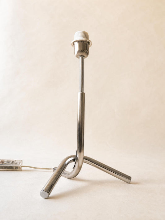 Vintage Chrome Table Lamp Base | Sculptural Tripod Desk Light — photo 2