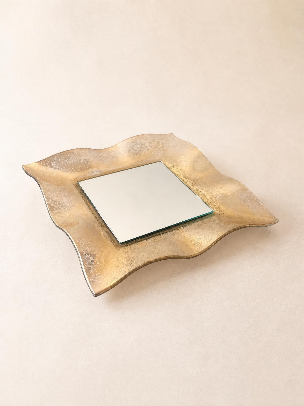 Vintage Murano Albatros Gold Glass Mirror, Organic Shape — photo 1