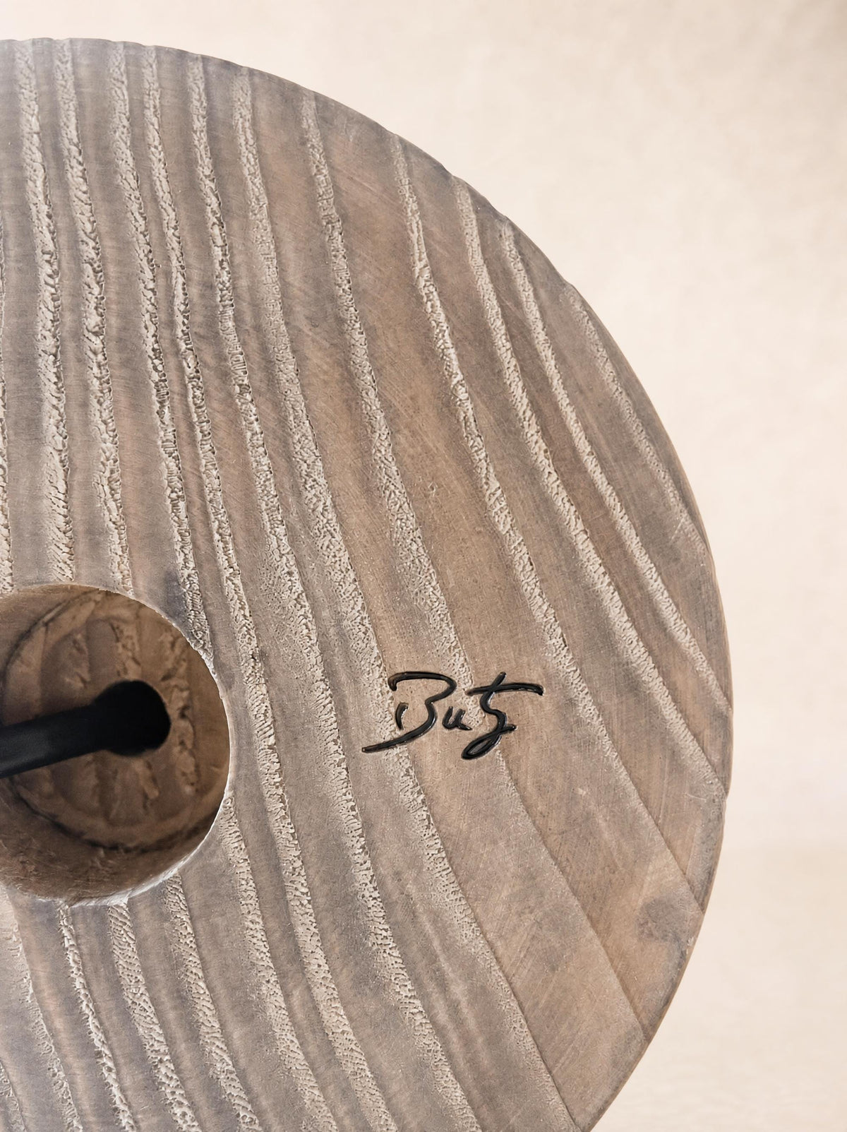 Vintage Turned Wood Table Lamp with String Shade, Scandinavian Style — photo 10
