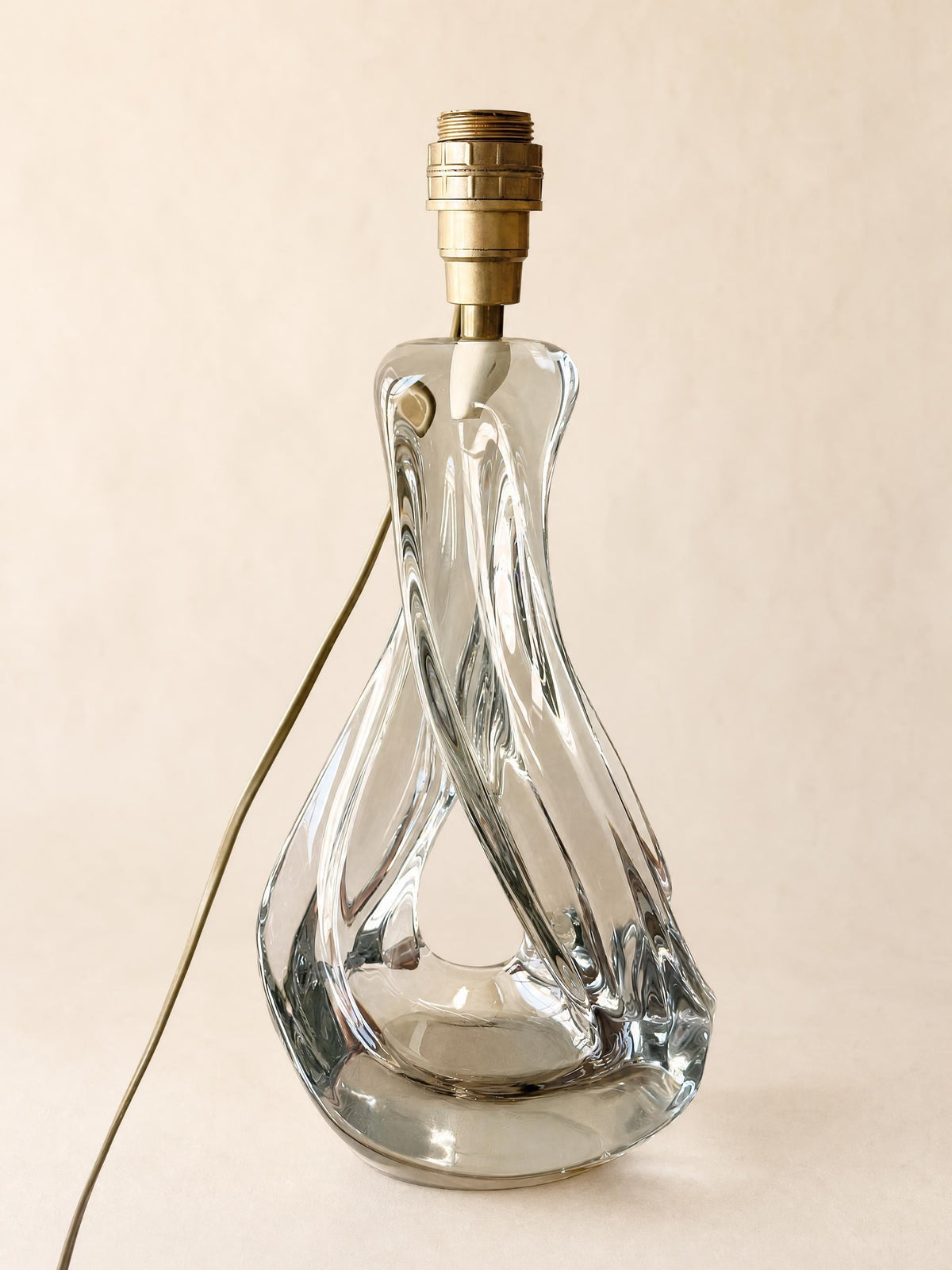 French Vintage Sculptural Clear Glass Table Lamp Base | Organic Modern Lighting — photo 6