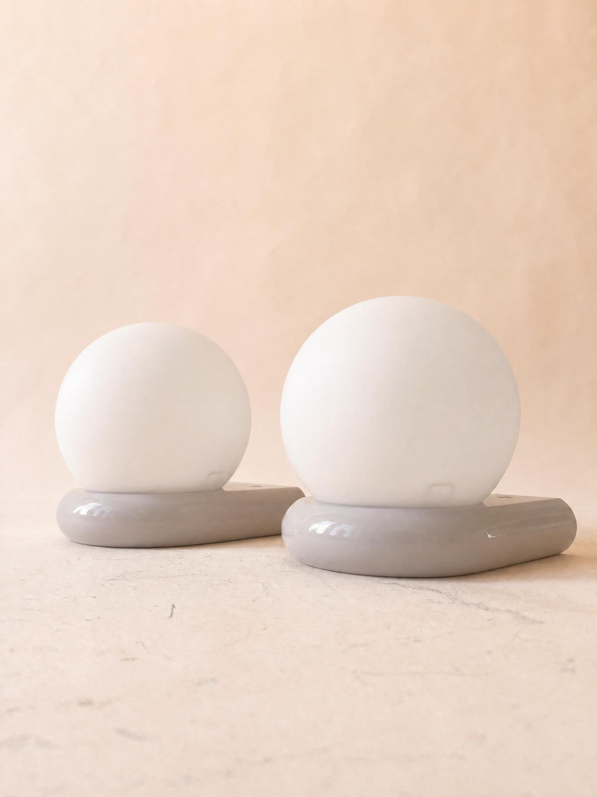 70s Frosted Glass Wall Lights Pair on Lacquered Bases, Bathroom Lights — photo 7