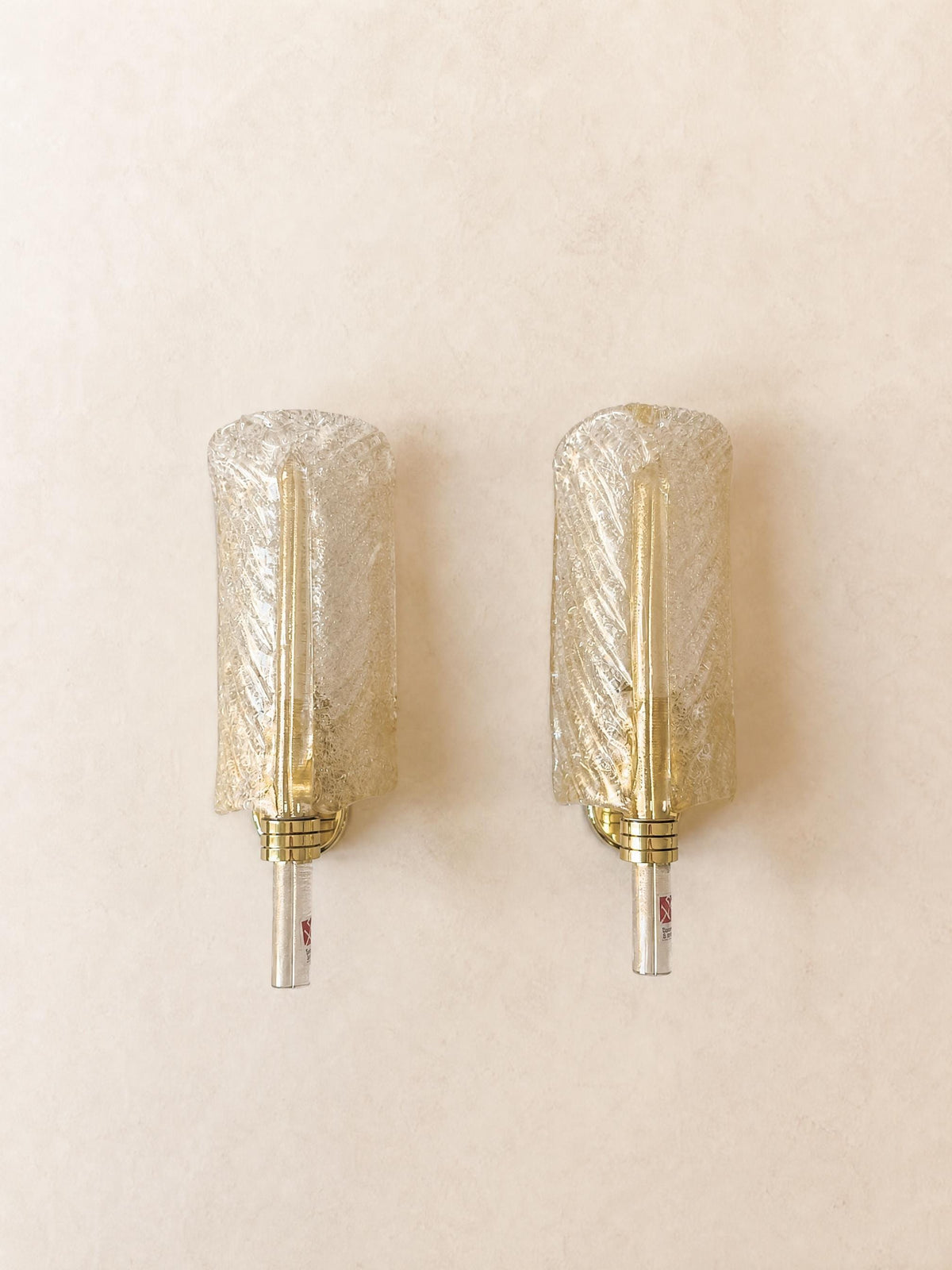 Italian 80s Murano Glass Wall Sconces | Barovier & Toso Brass Light Pair — photo 1