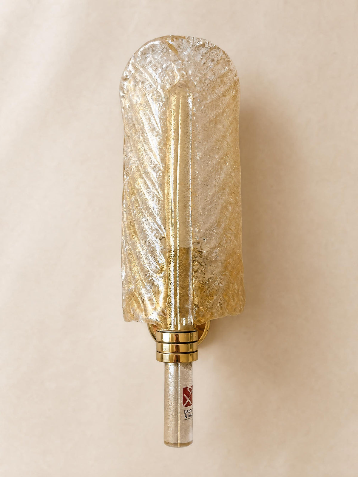 Italian 80s Murano Glass Wall Sconces | Barovier & Toso Brass Light Pair — photo 7