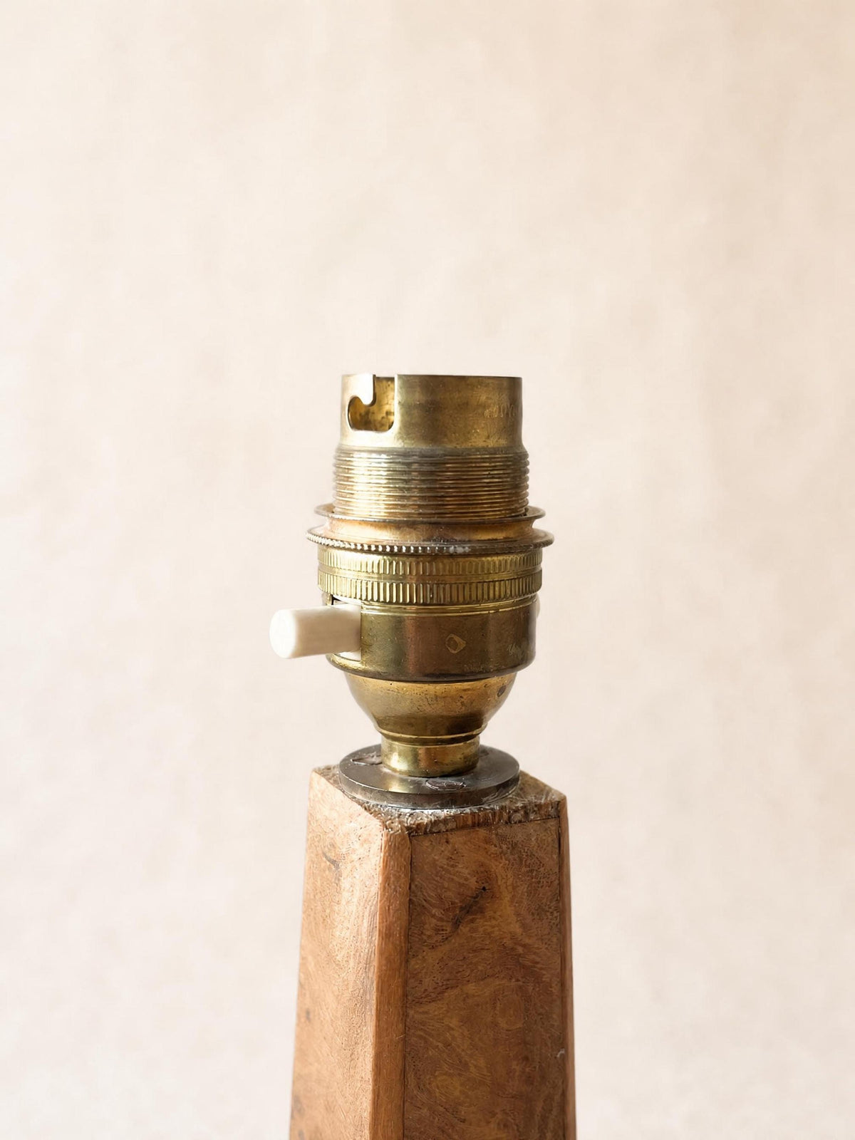 French 1940s Art Deco Wood Table Lamp Base with Brass Socket — photo 2