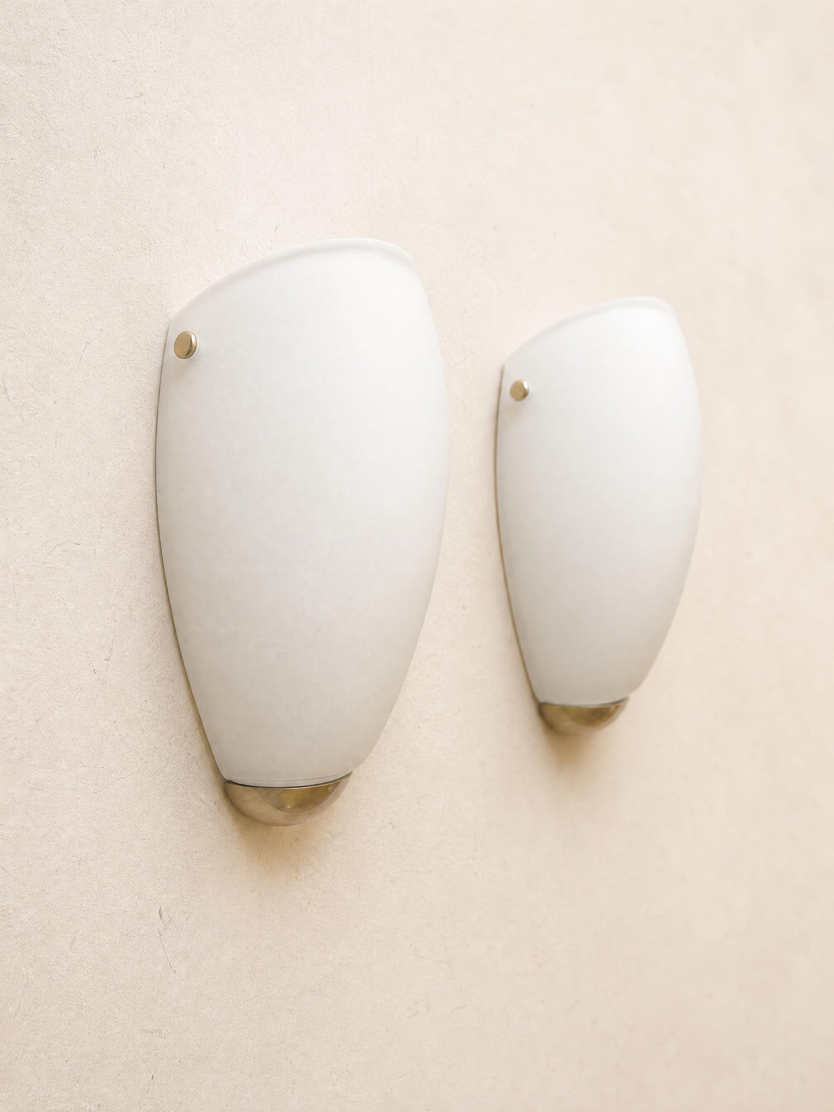 French 80s Opaline Glass Wall Sconces | Pair of Brass Accent Wall Lights — photo 3