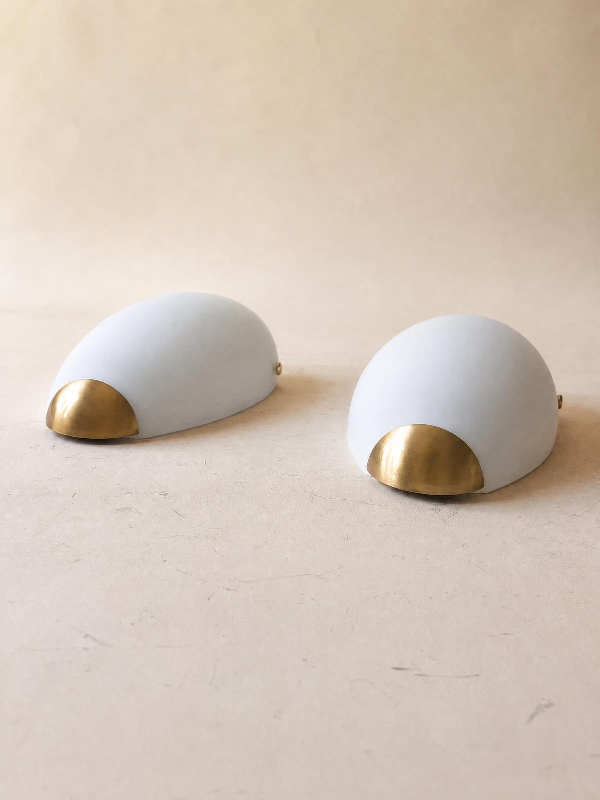 French 80s Opaline Glass Wall Sconces | Pair of Brass Accent Wall Lights — photo 5