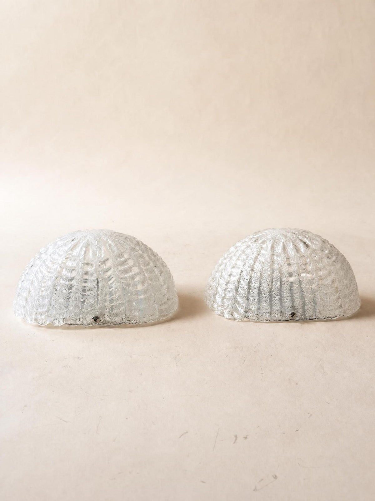 Italian Vintage Murano Glass Wall Sconces, Pair of Sculptural Shell Lights — photo 4