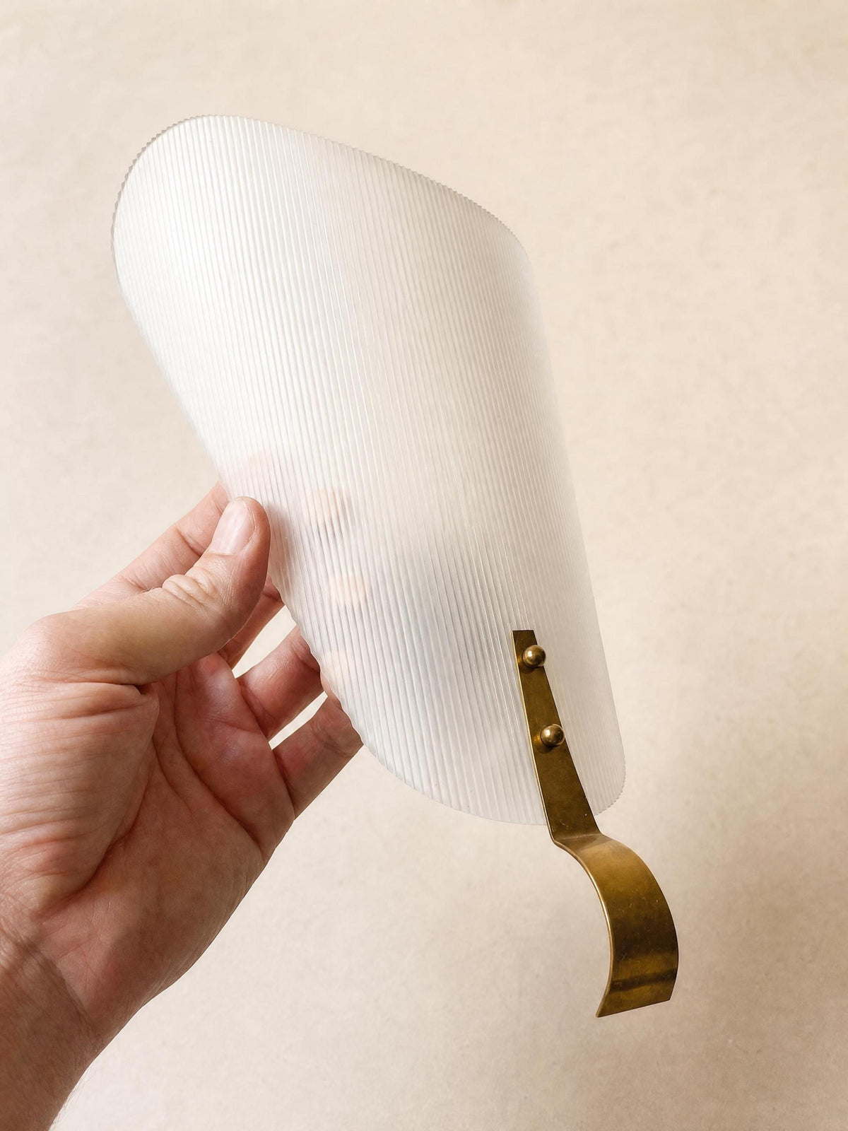 Italian 50s Perspex Wall Sconces with Brass, Pair of Sculptural Wall Lights — photo 4