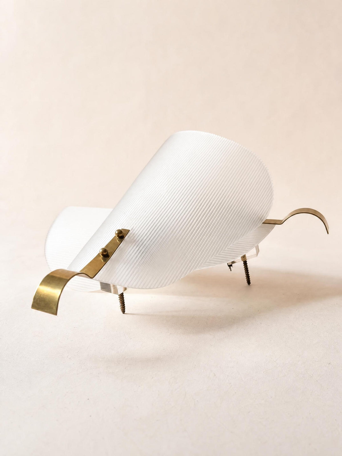 Italian 50s Perspex Wall Sconces with Brass, Pair of Sculptural Wall Lights — photo 6