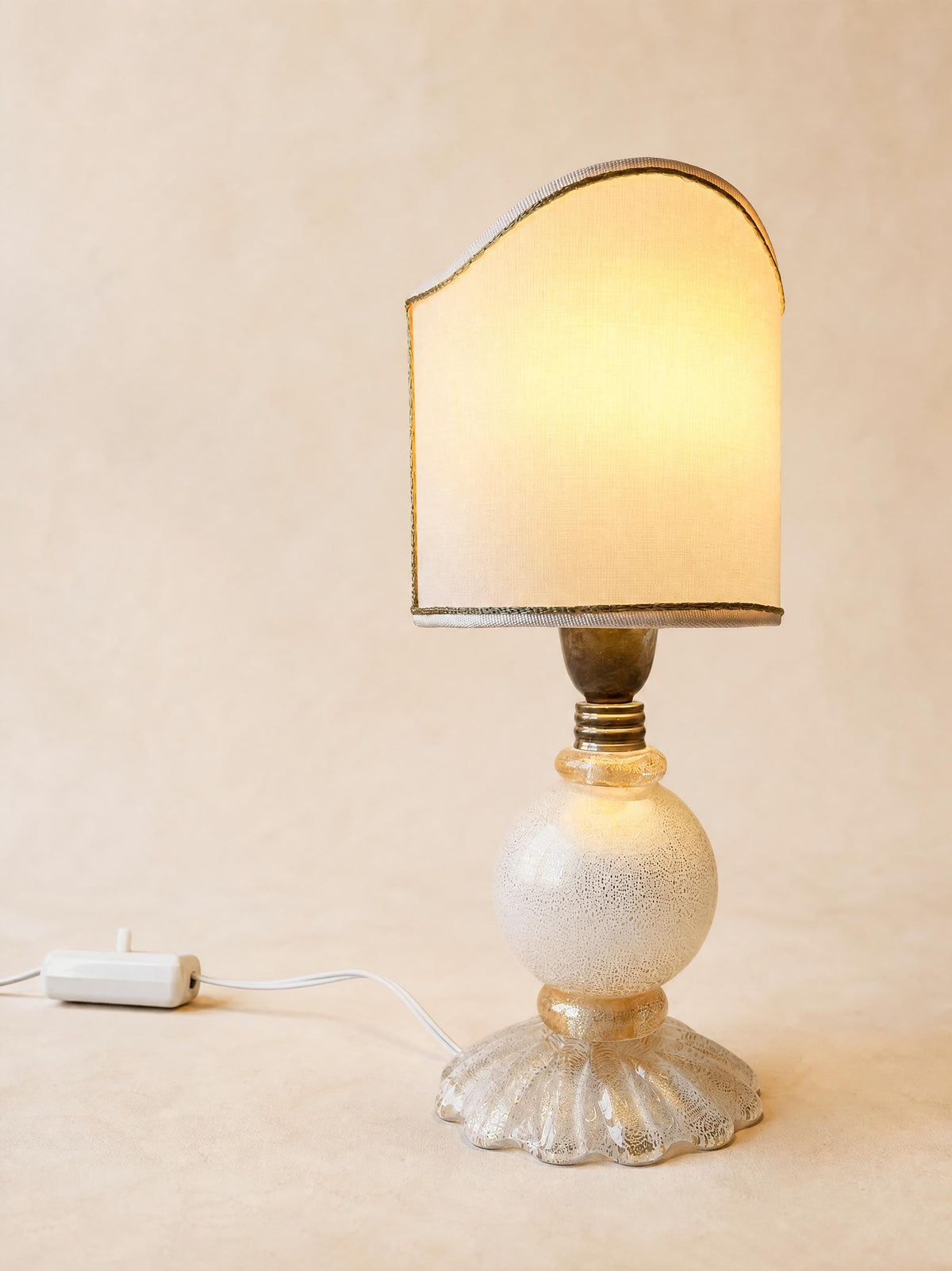 Vintage Italian Murano Glass Table Lamp with Gold Flecks, Venetian Gold Leaf — photo 3