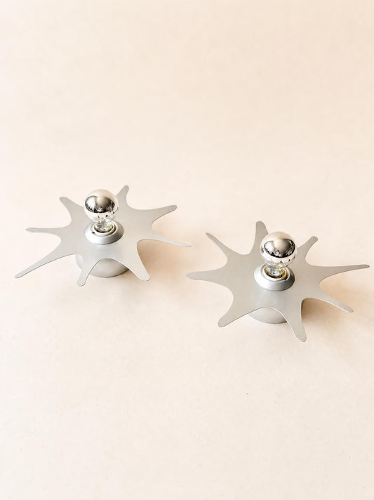 Rare Vintage 2000s Massive Aluminium Wall Lights, Organic Splash Design — photo 2