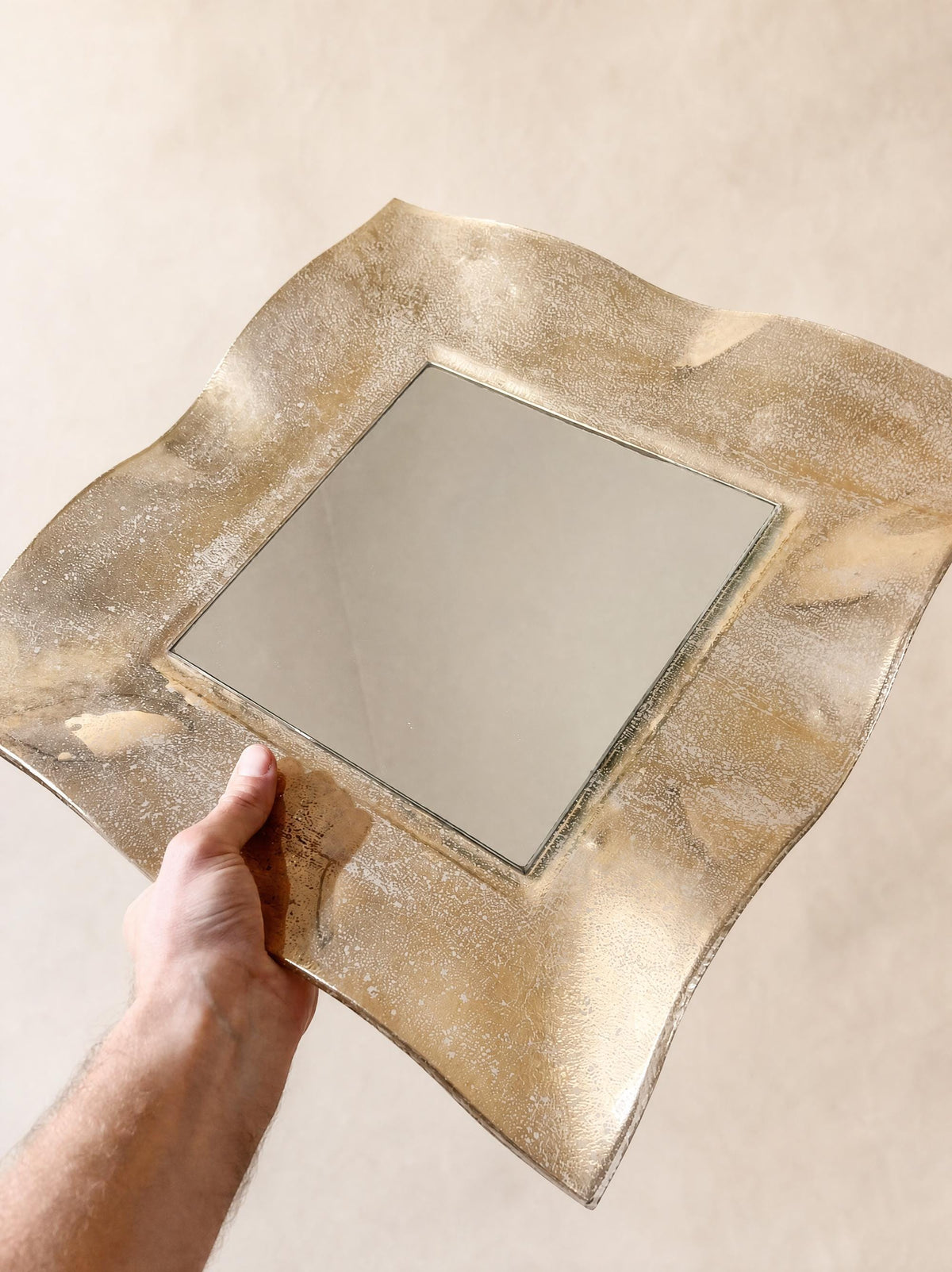 Vintage Murano Albatros Gold Glass Mirror, Organic Shape — photo 3