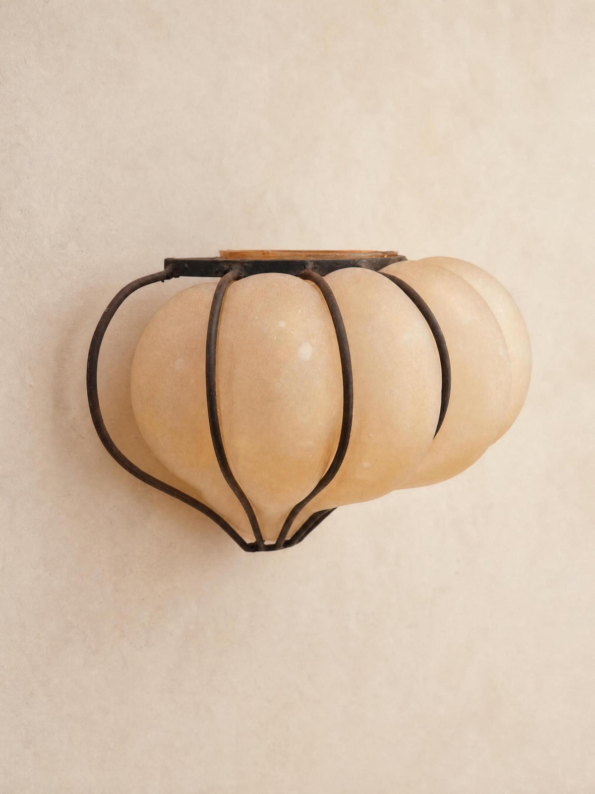 Rare Italian 70s Amber Frosted Glass Wall Sconce | Shell Shaped Sculptural Light — photo 5