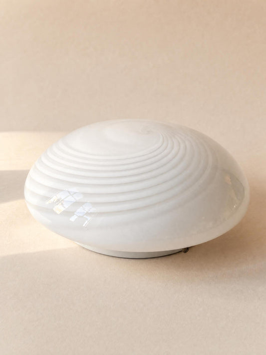 Italian 70s Opaline Murano Glass Ceiling Lamp | Swirl Flush Mount Light — photo 2