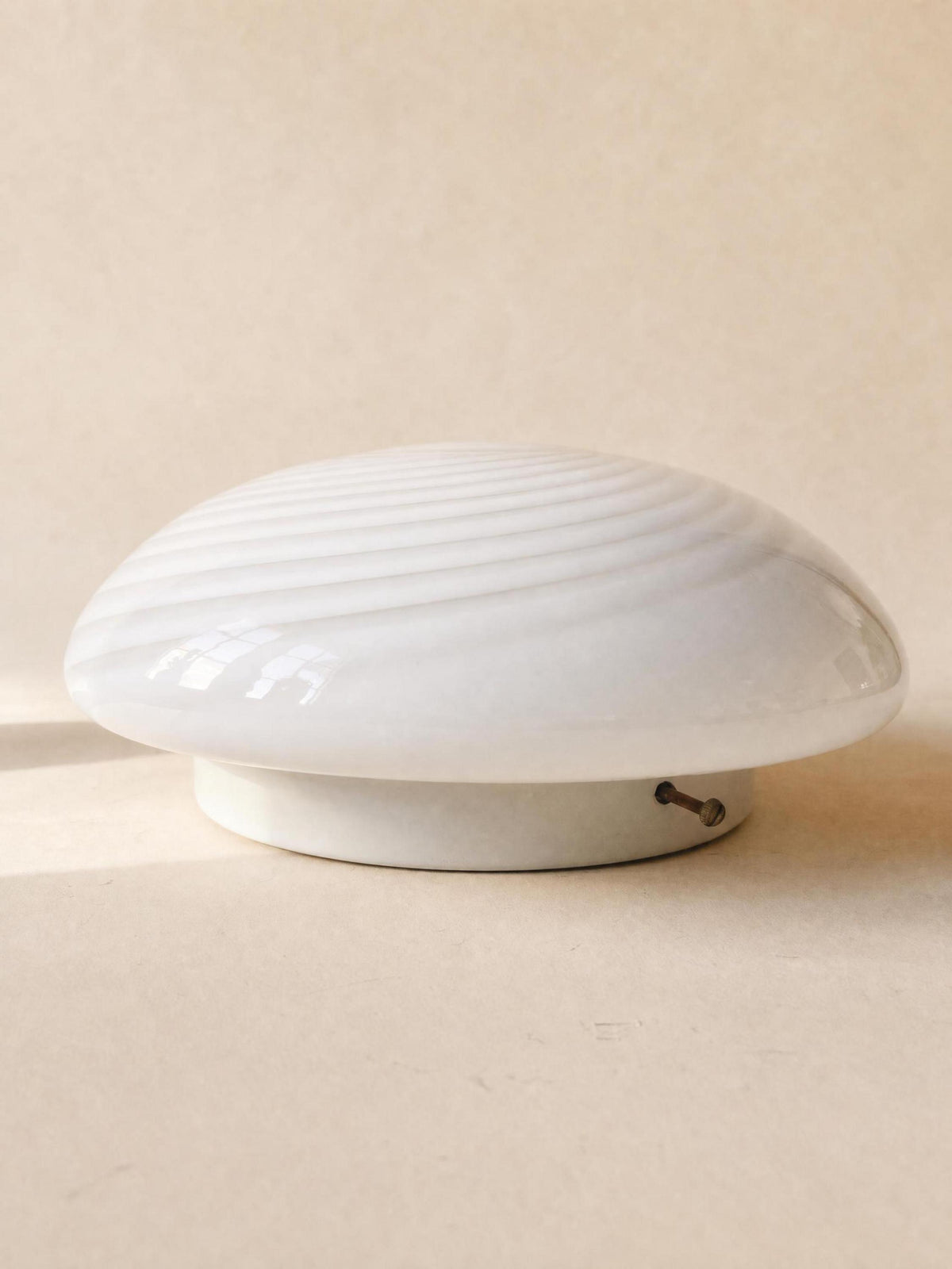 Italian 70s Opaline Murano Glass Ceiling Lamp | Swirl Flush Mount Light — photo 3