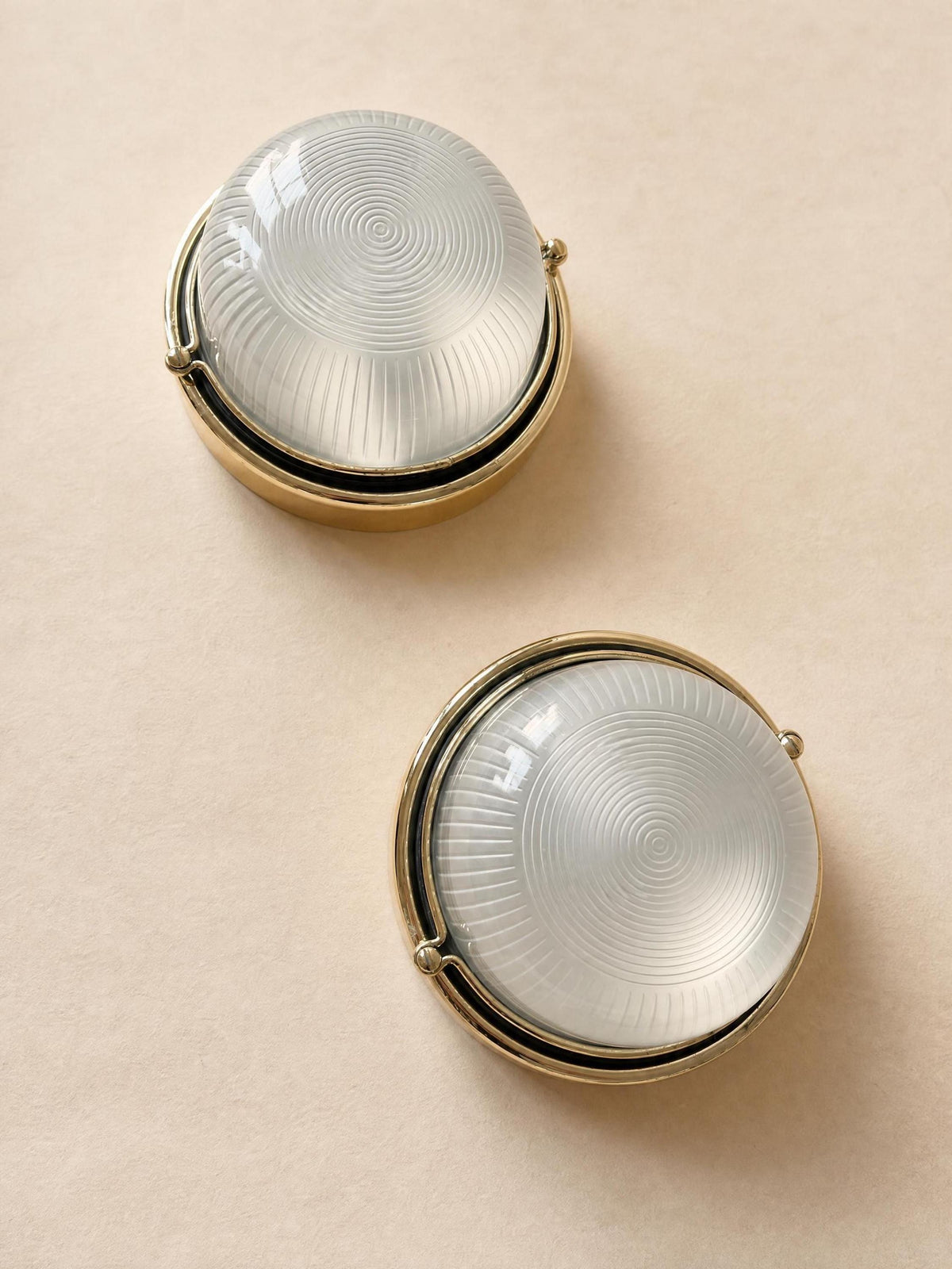 Pair of Bulkhead Wall Lights with Diffusive Glass Domes — photo 3