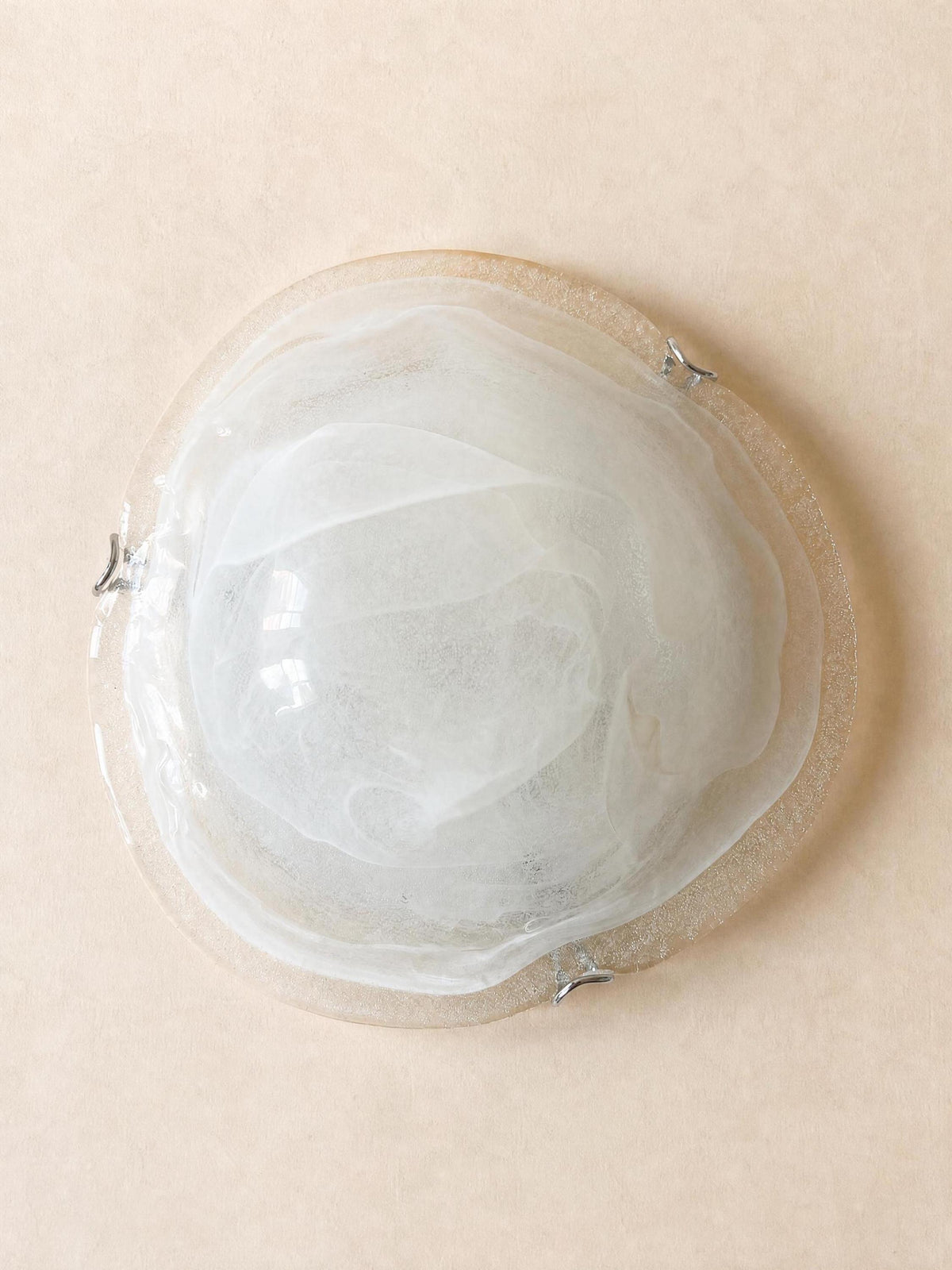 Italian 90s Frosted Murano Glass Ceiling Lights, Pair of Flush Mounts or Wall Lights — photo 3