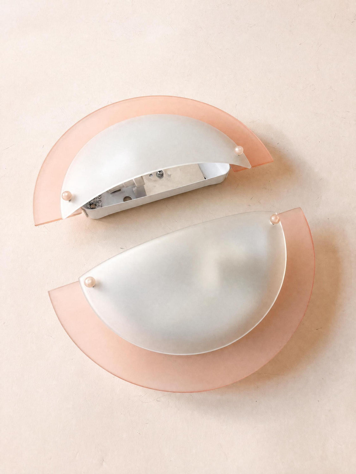 Italian 90s Memphis Style Glass Wall Sconce Pair | Pink Perspex Wall Lights — photo 3