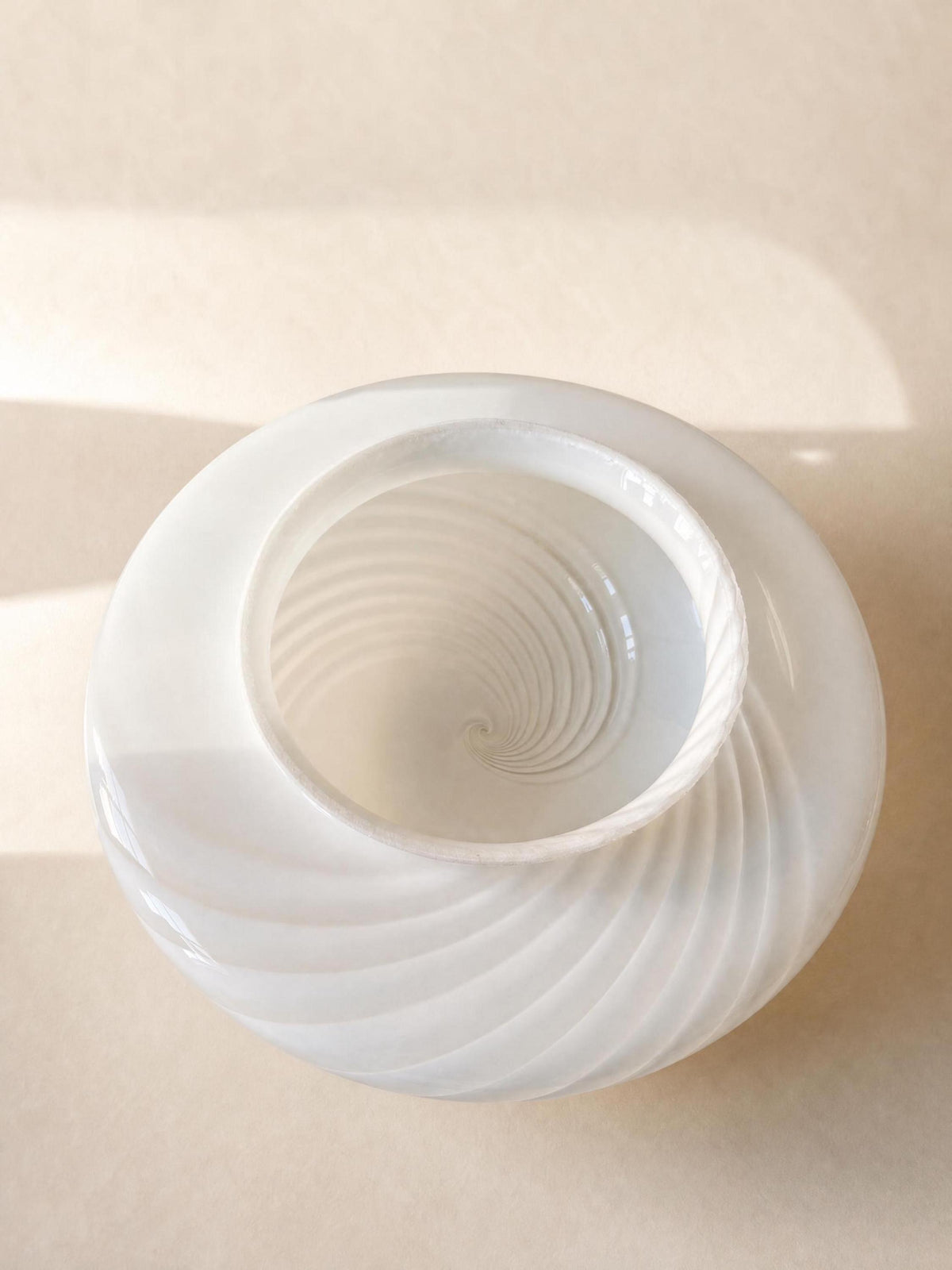 Italian 70s Opaline Murano Glass Ceiling Lamp | Swirl Flush Mount Light — photo 4