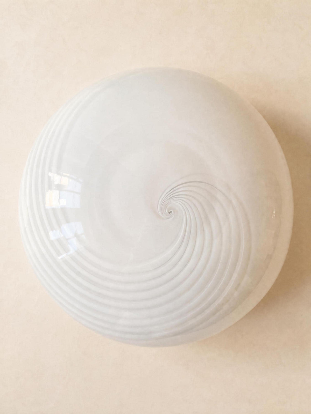 Italian 70s Opaline Murano Glass Ceiling Lamp | Swirl Flush Mount Light — photo 5