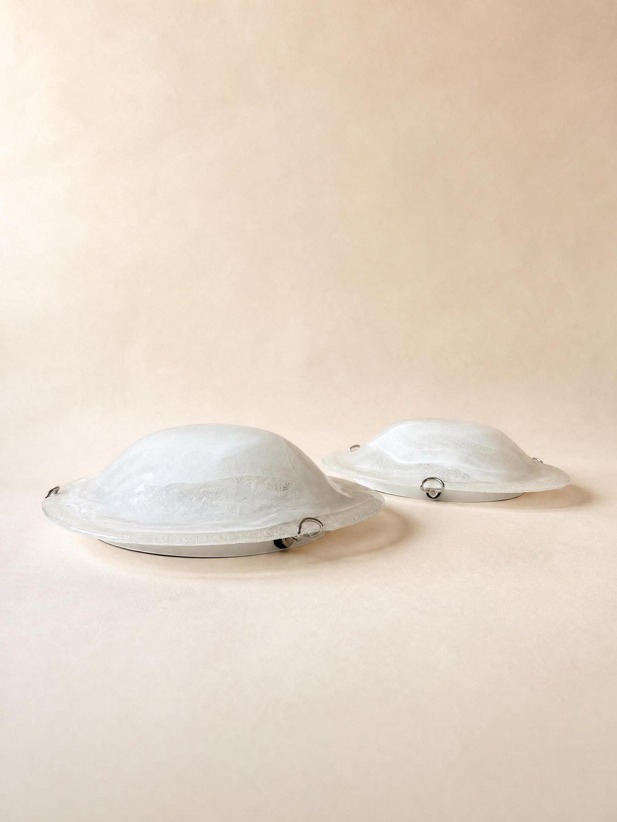 Italian 90s Frosted Murano Glass Ceiling Lights, Pair of Flush Mounts or Wall Lights — photo 2