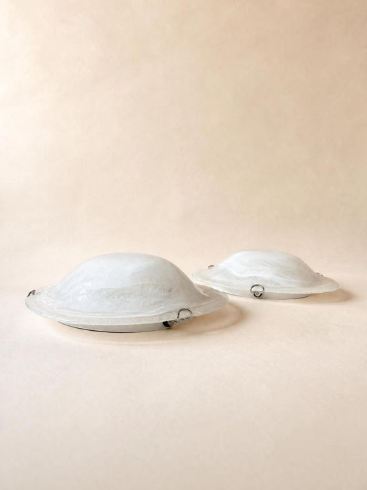 Italian 90s Frosted Murano Glass Ceiling Lights, Pair of Flush Mounts or Wall Lights — photo 2