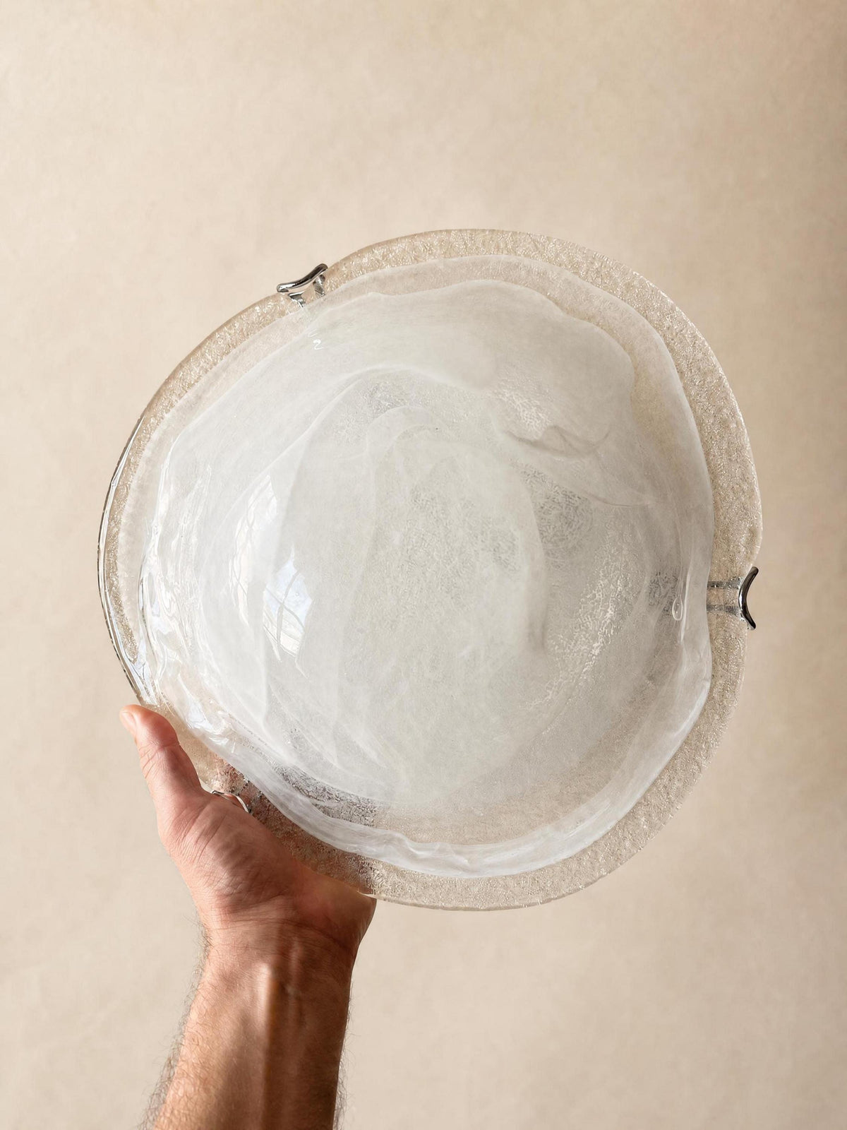 Italian 90s Frosted Murano Glass Ceiling Lights, Pair of Flush Mounts or Wall Lights — photo 7