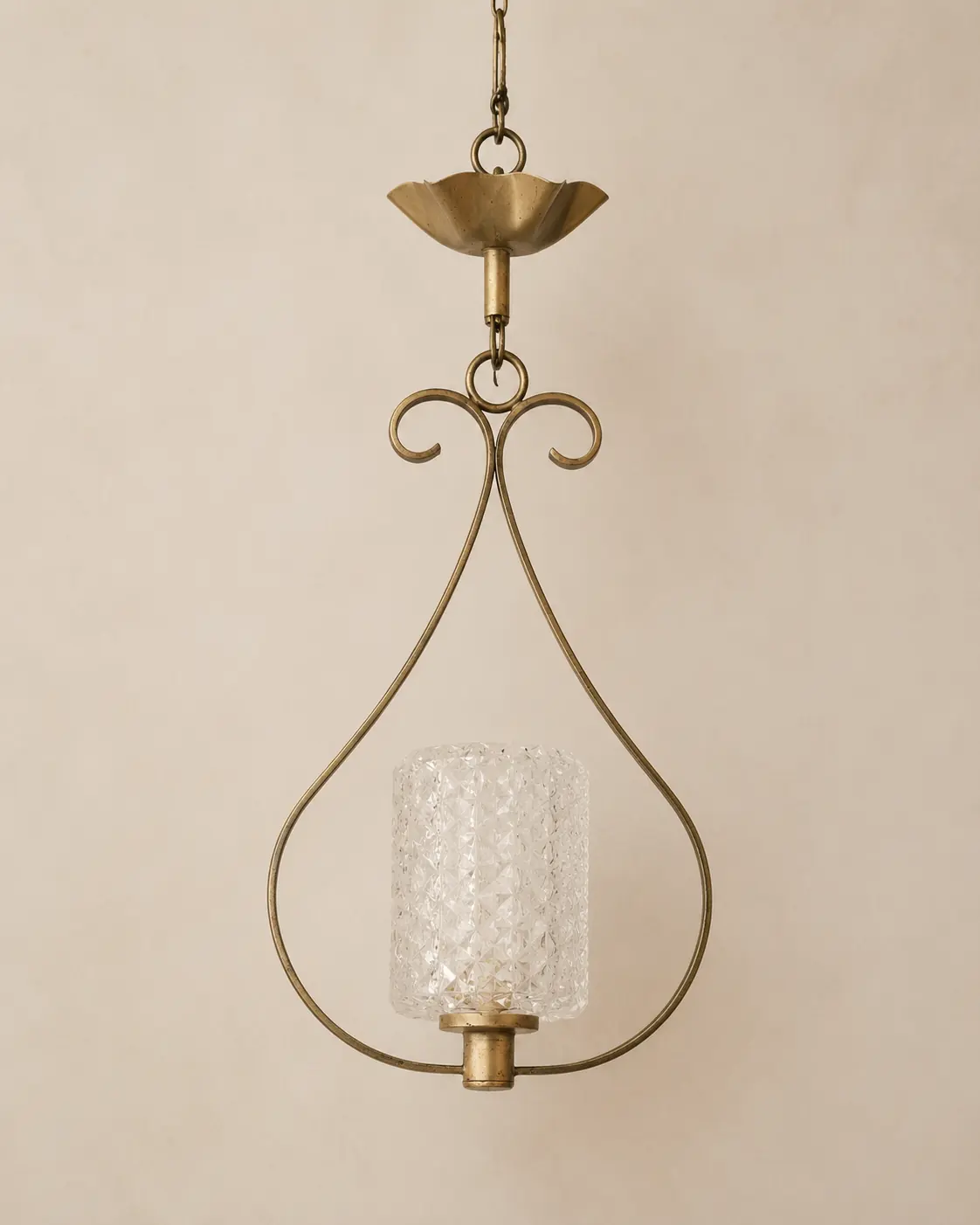 1950s Glass Brass pendant light.