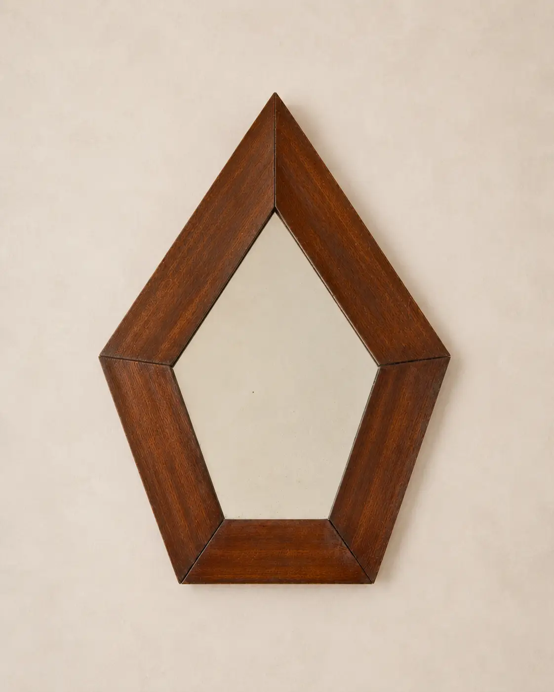 Spanish 1960s geometric wood mirror.
