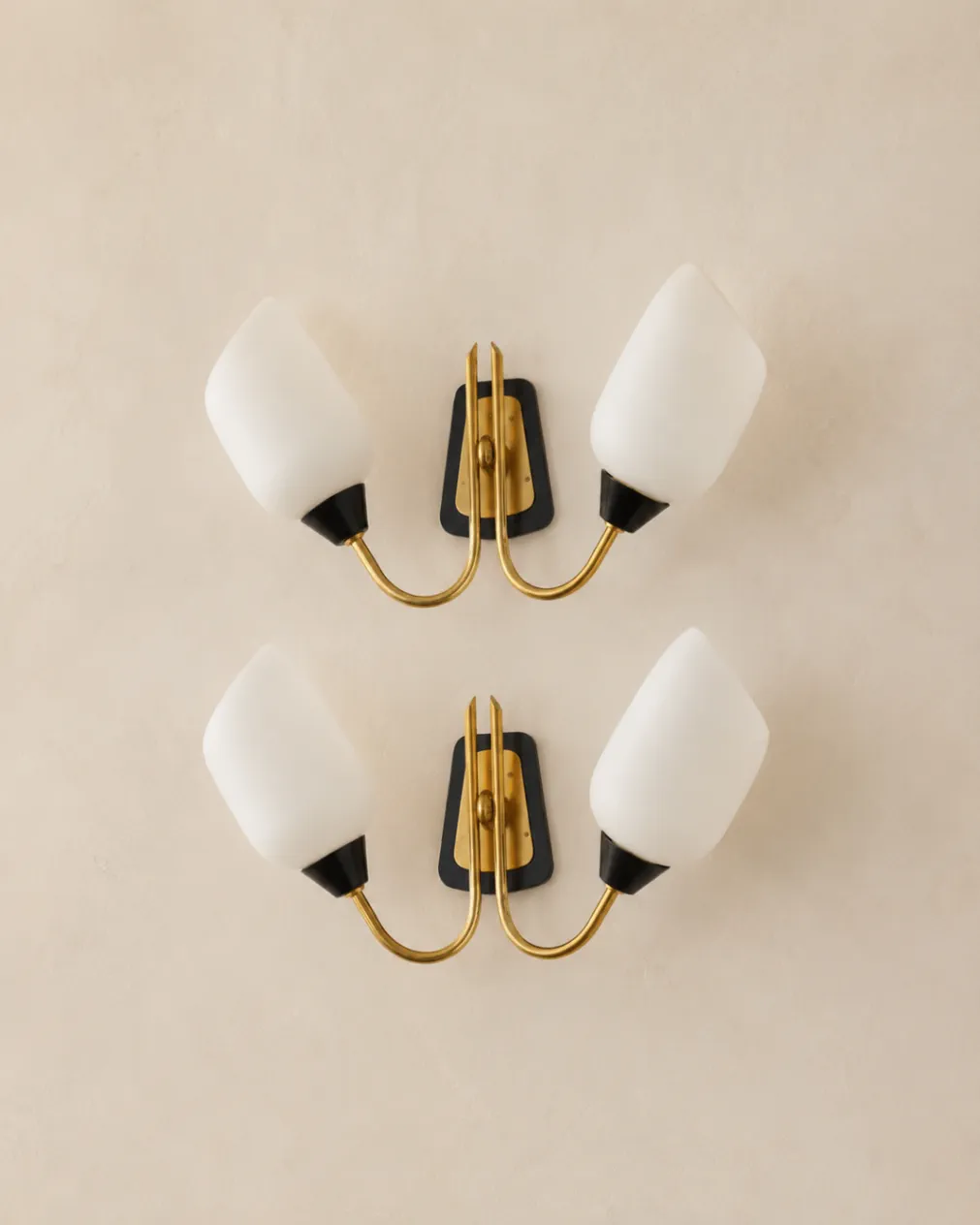 Vintage double brass wall lights.