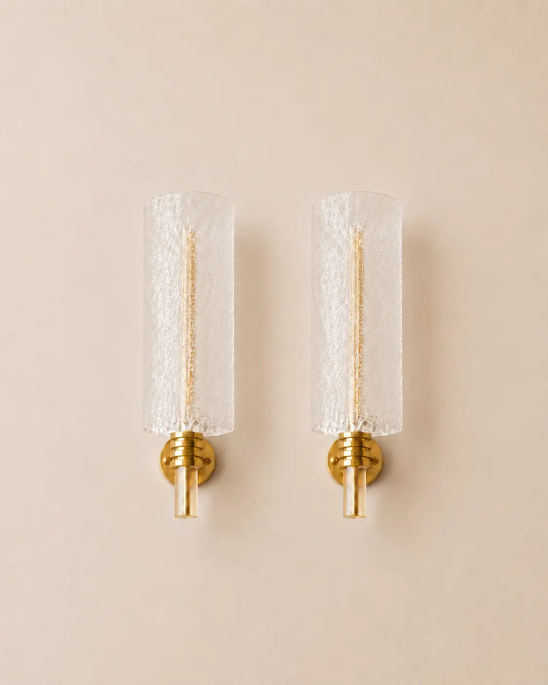 Barovier and Toso clear glass wall sconces.
