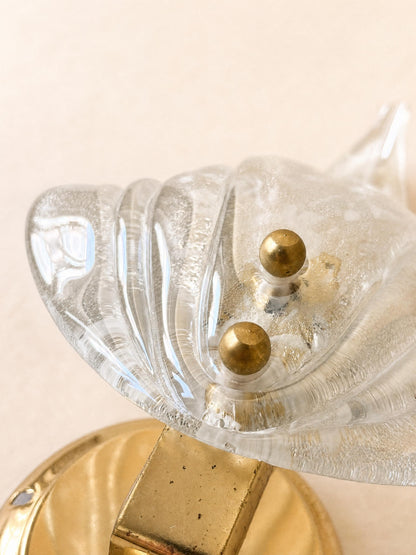 Italian 70s Murano Glass Wall Sconces | Pair of Sculptural Brass Wall Lights — photo 10