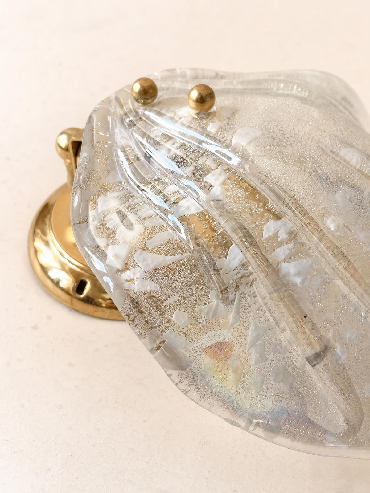 Italian 70s Murano Glass Wall Sconces | Pair of Sculptural Brass Wall Lights — photo 6