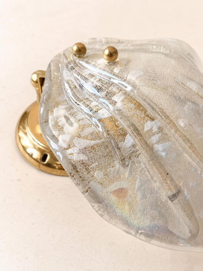 Italian 70s Murano Glass Wall Sconces | Pair of Sculptural Brass Wall Lights — photo 6