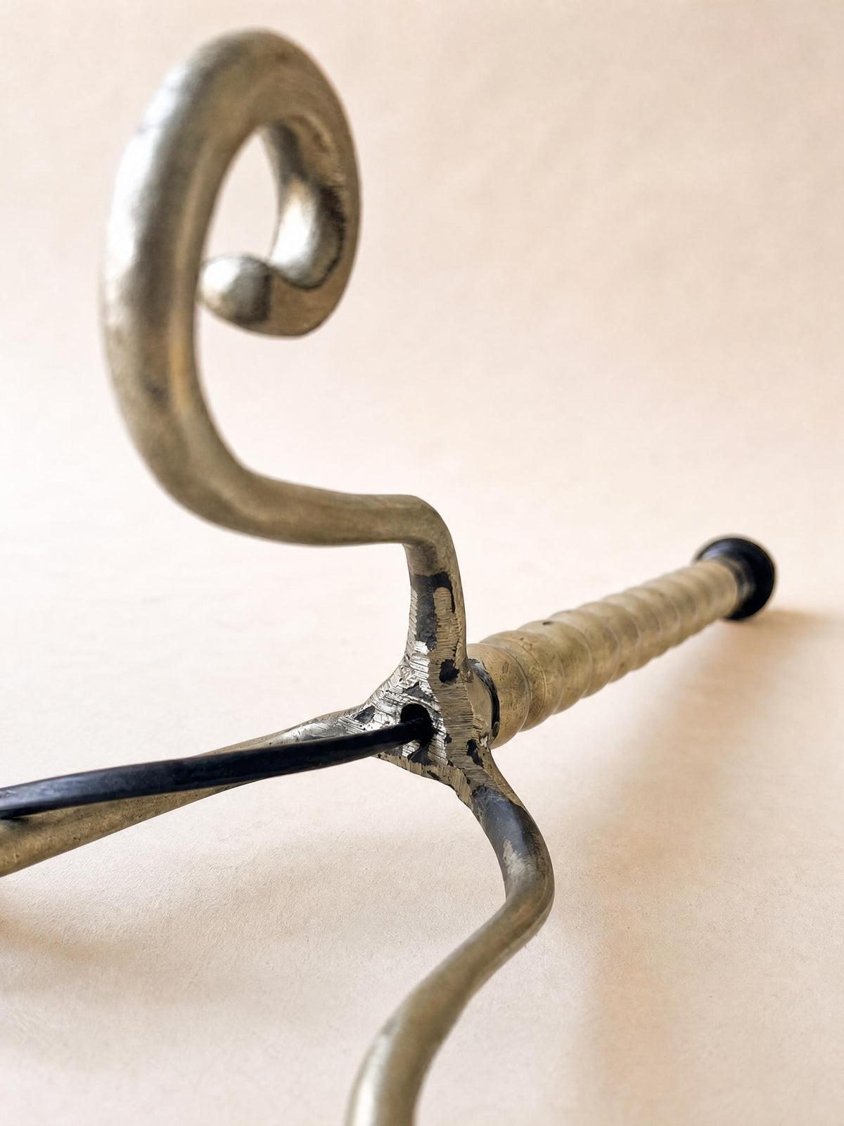 Italian Post-Modern 80s Table Lamp Base | Tripod Scroll Foot Accent Light — photo 6