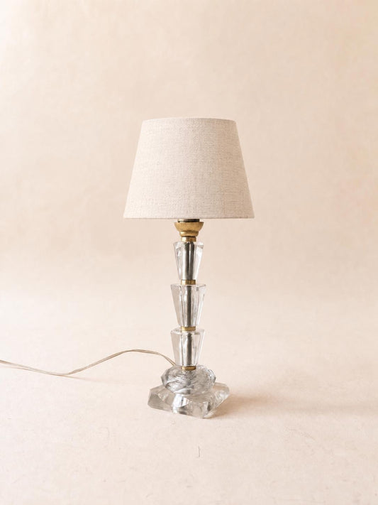 French Art Deco 30s Glass Table Lamp Base with Brass Fittings — photo 1