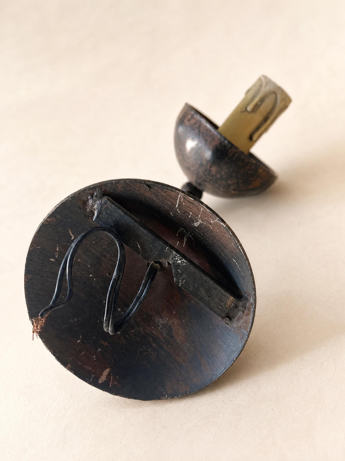 French 50s Wrought Iron Wall Sconces, Pair of Rustic Candle Cup Wall Lights — photo 6