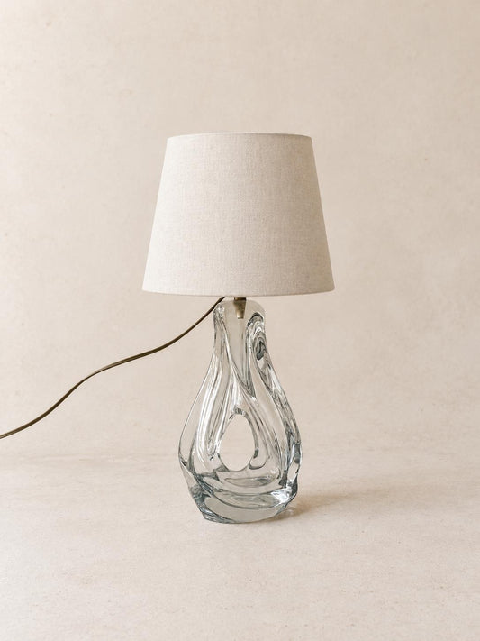French Vintage Sculptural Clear Glass Table Lamp Base | Organic Modern Lighting — photo 1