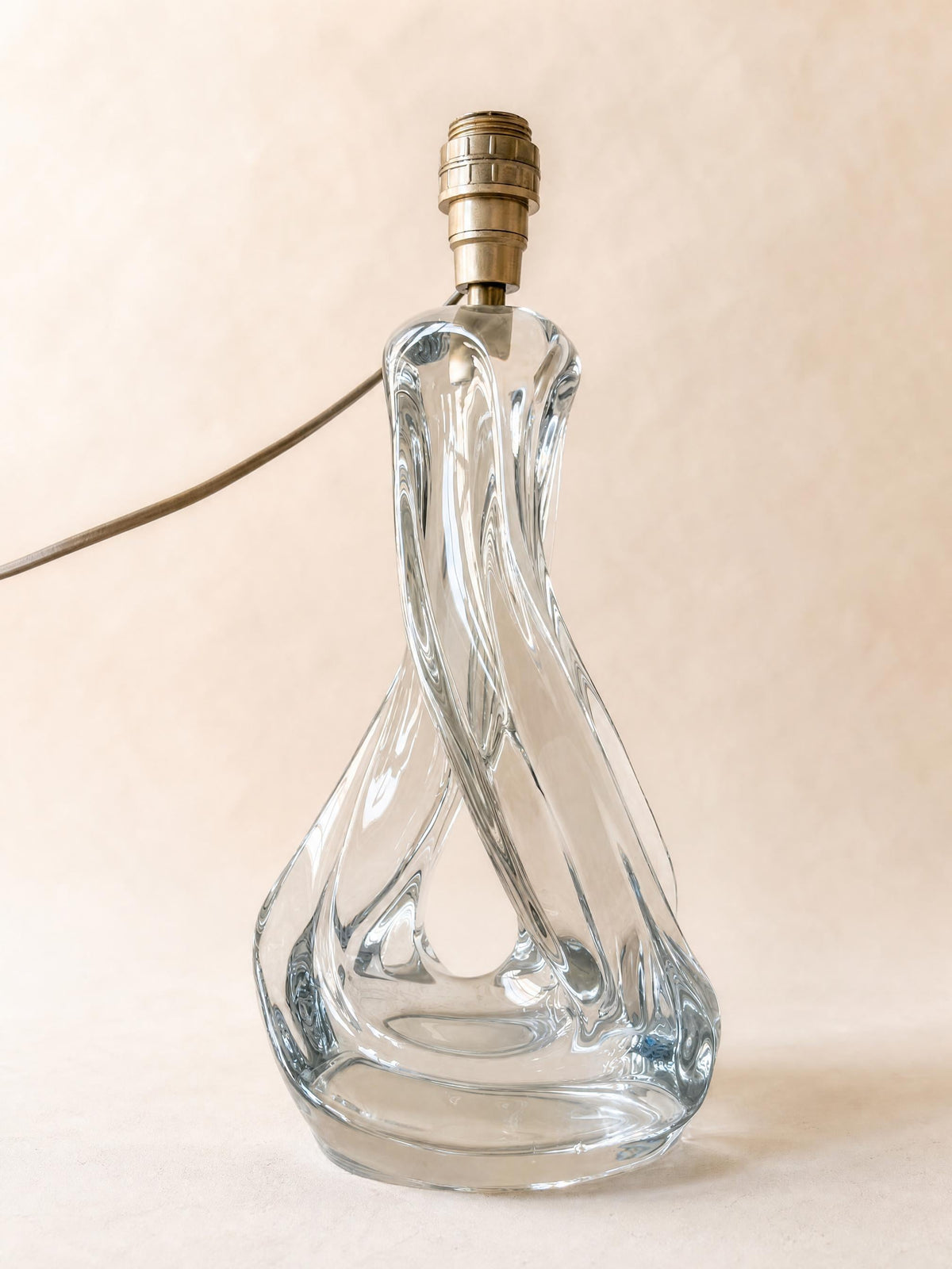 French Vintage Sculptural Clear Glass Table Lamp Base | Organic Modern Lighting — photo 5