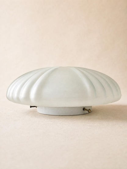 Italian 70s Frosted Glass Ceiling Lamp | Art Deco Sculptural Flush Mount Light — photo 4