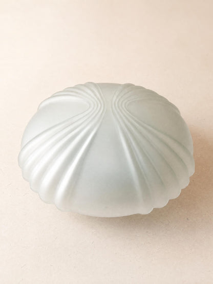 Italian 70s Frosted Glass Ceiling Lamp | Art Deco Sculptural Flush Mount Light — photo 2