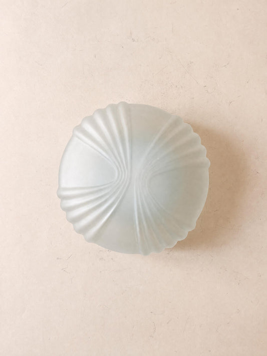 Italian 70s Frosted Glass Ceiling Lamp | Art Deco Sculptural Flush Mount Light — photo 1